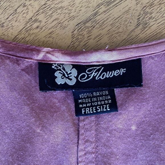 Vintage Flower Brand Yellow and Purple Tie Dye Tunic Dress with Waist Ties - Picture 6 of 13